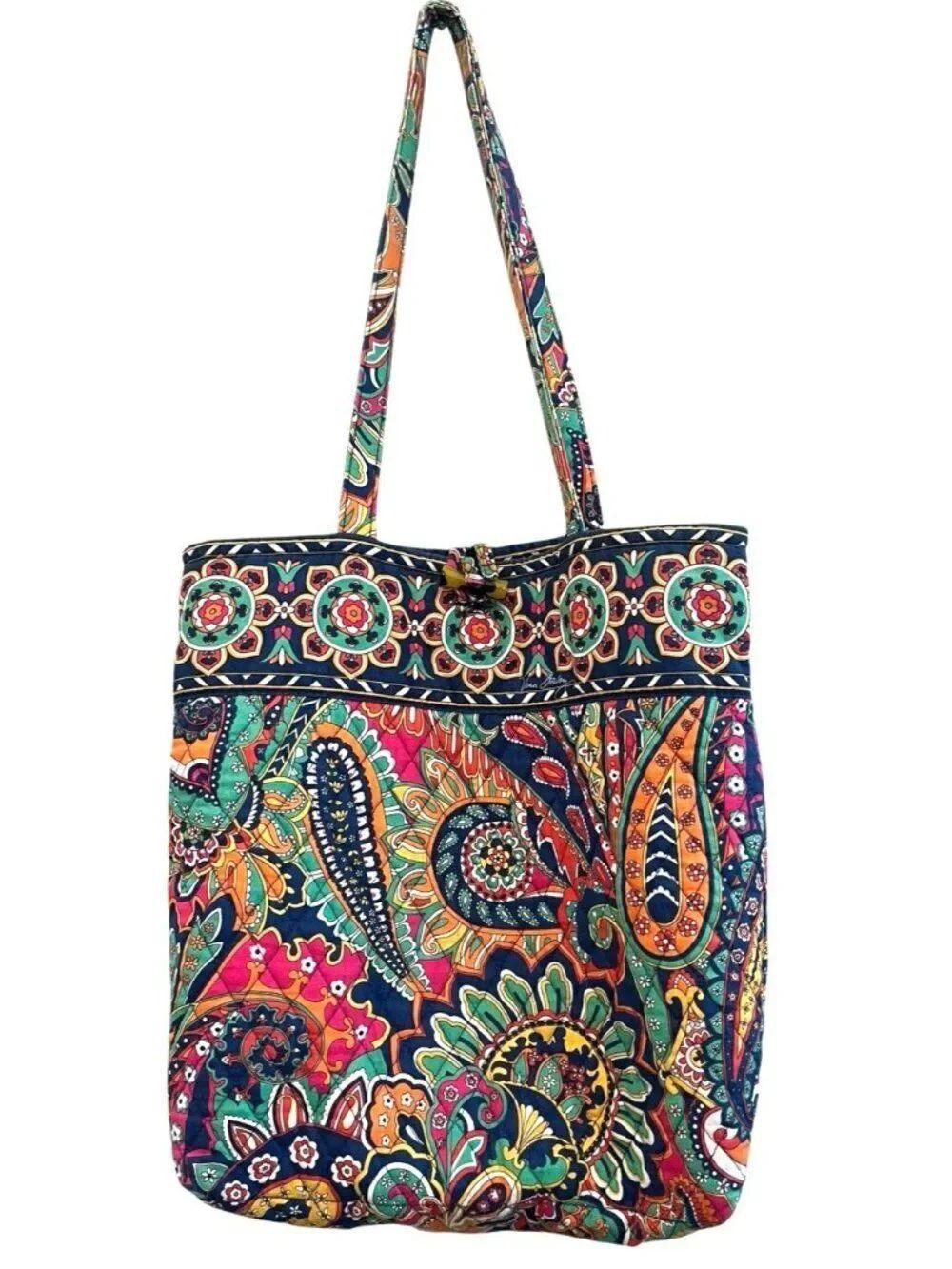 Vera Bradley Symphony in Hue Shoulder Toggle Book Tote Bag Paisley Floral
